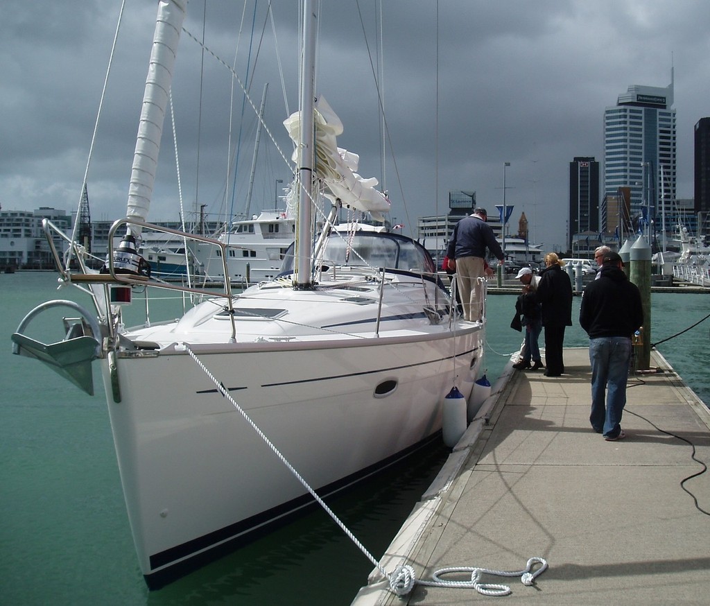 Santorini is in the watar for the first time - Santorini - 16th Bavaria 42 Cruiser launched in NZ © Jane Pares - IMB